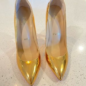 christian louboutin so kate gold heels